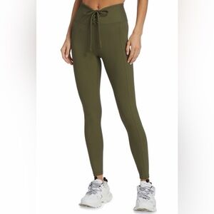 Year of Ours Olive Green High Rise Ribbed Fabric Lace Up Football Leggings